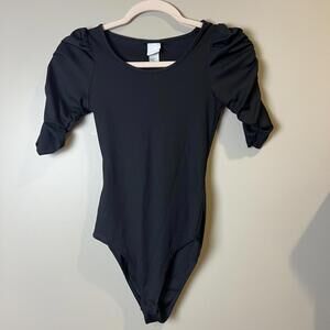 H&M Black Puff Sleeve Bodysuit – Women’s XS